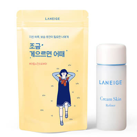 Laneige Cream Skin Refiner 50 ml. Limited Edition #A Little Lazy ครีมบำรุงใบรูปแบบน้ำ ให้ผิวคุณรู้สึกชุ่มชื้นล้ำลึกราวกับใช้ครีมบำรุงผิวแบบเนื้อครีม แต่สบายผิวกว่า